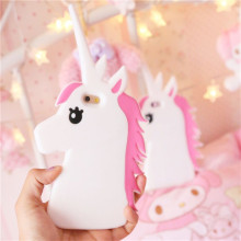 Cute Cases ™ Apple iPhone SE 2020 Cute Unicorn Horse Design Ultra-Soft Gel Silicon Case Back Cover - White + Pink