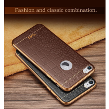 VAKU ® Apple iPhone 6 Plus / 6S Plus European Leather Stitched Gold Electroplated Soft TPU Back Cover