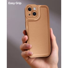 Vaku ® Apple iPhone 15 PU Leather Texture Soft Non-Slip Grip TPU Shockproof Phone Case Back Cover