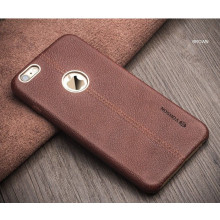 VAKU ® Apple iPhone 6 Plus / 6S Plus Nexza Series Double Stitch Leather Shell with Metallic Logo Display Back Cover