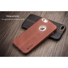 Vorson ® Apple iPhone 5 / 5S / SE Lexza Series Double Stitch Leather Shell with Metallic Logo Display Back Cover