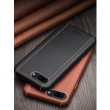 Vorson ® For Apple iPhone 8 Plus Trak Series Sport Textured Leather Dual-Stitching Metallic Electroplated Finish Back Cover