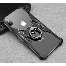 VAKU ® Apple iPhone XS Max Batman Black Aluminum Metal Back cover with 360 rotating Ring Holder