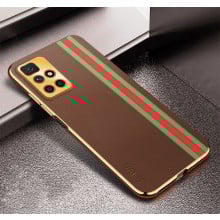 Vaku ® Xiaomi Redmi 10 Prime Felix Line Leather Stitched Gold Electroplated Soft TPU Back Cover Case