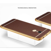 VAKU ® XIAOMI Redmi Note 4 Leather Stitched Gold Electroplated Soft TPU Back Cover