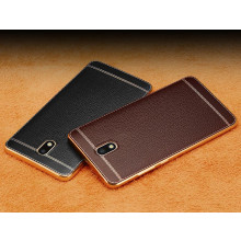 Vaku ® Samsung Galaxy J7 Pro Leather Stitched Gold Electroplated Soft TPU Back Cover