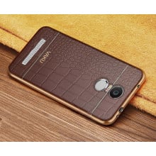 VAKU ® XIAOMI Redmi Note 3 European Leather Stitched Gold Electroplated Soft TPU Back Cover