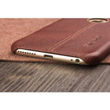 Vorson ® Apple iPhone 6 / 6S Lexza Series Double Stitch Leather Shell with Metallic Logo Display Back Cover