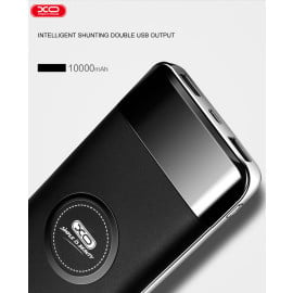 XO ® Wire-less Charging  ABS Body With Digital Display High Power 10,000 mAh Dual-USB Output -Jet Black