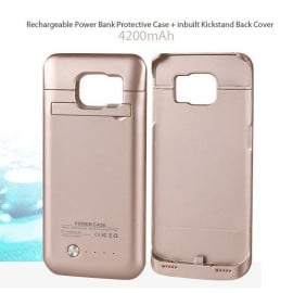 Vaku ® Samsung Galaxy S6 Edge 4200mAh Rechargeable Power Bank Protective Case + inbuilt Kickstand Back Cover