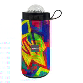 Vaku Luxos ® Groovio 15W Portable Bluetooth Party Speaker Vibrant Multicolor Pattern With LED Disco Light Dome
