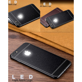VAKU ® Apple iPhone 8 Leather Stitched LED Light Illuminated Logo 3D Designer Case Back Cover