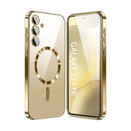 Vaku ® Samsung Galaxy S24 FE Luxury Electroplated Magnetic Magsafe Camera Protection TPU Back Cover Case