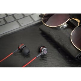 Ducati ® Official i-02 Deluxe Metallic High Fidelity 102dB In-Ear Headphones + Mic + Remote with Gold-plated Jack Earphone Black