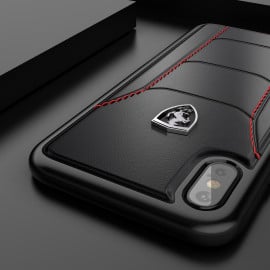 Ferrari ® Apple iPhone XS Max Official 488 GTB Logo Double Stitched Dual-Material Pure Leather Back Cover