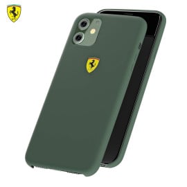 Ferrari ® For Apple iPhone 11 Liquid Silicon Velvet-Touch Silk Finish Shock-Proof Back Cover