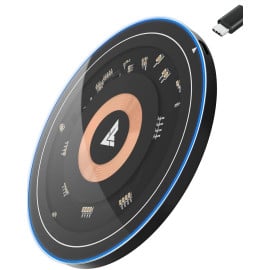 Vaku ® 15W Wireless Charger Quantum Flow Series Fast Charging Pad PD & Qi-Certified with Type C Cable