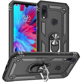 Vaku ® Xiaomi Redmi Note 7 / Note 7 Pro / Note 7S Hawk Ring Shock Proof Cover with Inbuilt Kickstand