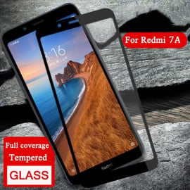 Dr. Vaku ® Xiaomi Redmi 7A 5D Curved Edge Ultra-Strong Ultra-Clear Full Screen Tempered Glass-Black
