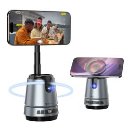 Vaku Luxos ® TREXO CAM AI Face Tracking Selfie Stand With 2000mAh Wireless Power Bank and 360° Rotation For Vlogging & Live Streaming