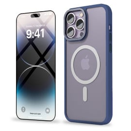 Vaku Luxos ® 2In1 Combo Apple iPhone 14 Pro Max Translucent MagPro Armor Protective Metal Camera Back Cover with 3D Tempered Glass