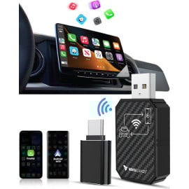 Vaku Luxos ® AUTOELITE Wireless CarPlay Adapter With Wireless Android Auto, Bluetooth, GPS Navigation, Voice Control, Car Audio Receiver & Music