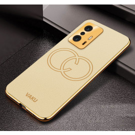 Vaku ® Xiaomi 11T Pro  5G Skylar Leather Pattern Gold Electroplated Soft TPU Back Cover