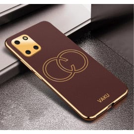 Vaku ® Samsung Galaxy Note 10 Lite Skylar Leather Pattern Gold Electroplated Soft TPU Back Cover