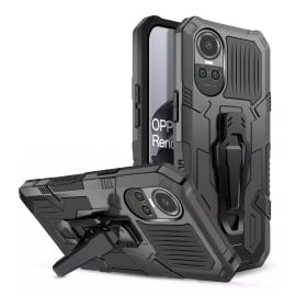 Vaku ® Oppo Reno10 Pro 5G Vanguard Military Grade Armor Case with Metal Belt Clip Kickstand Back Cover