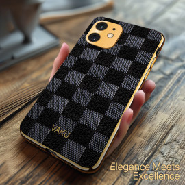 Vaku ® Apple iPhone 12 Cheron Leather Electroplated Soft TPU Back Cover