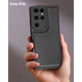 Vaku ® Samsung Galaxy S22 Ultra PU Leather Texture Soft Non-Slip Grip TPU Shockproof Phone Case Back Cover