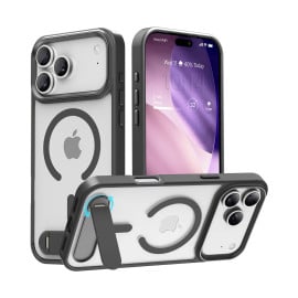 Vaku Luxos ® Apple iPhone 17 Pro Orion Magpro Scratch Resistant Camera Screen Protector Case With Alloy Metal Stand Shockproof Back Cover