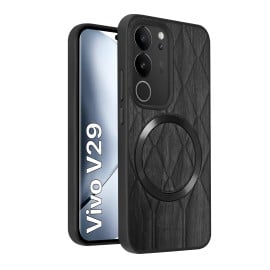 Vaku ® Vivo V29 5G Diamond Plume Pattern Magnetic Magsafe Matte Soft-Touch Texture Back Cover