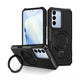 Vaku ® Vivo V27 5G Astor Military Grade Armor Protective Case with Ring Bracket Kickstand Back cover