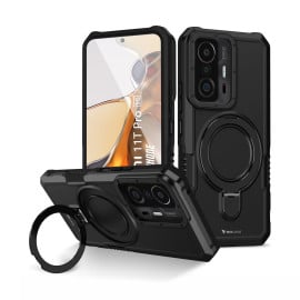 Vaku ® Xiaomi 11T Pro 5G Astor Military Grade Armor Protective Case with Ring Bracket Kickstand Back cover