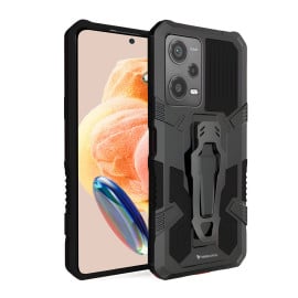 Vaku ® Xiaomi Redmi Note 12 Pro Vanguard Military Grade Armor Case with Metal Belt Clip Kickstand Back Cover