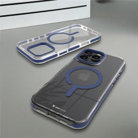 Vaku Luxos ® Apple iPhone 16 Pro Vortex Magpro Gel Cushion Slim Fit Certified Mag-Safe Crystal Clear Camera Metal Ring Back Cover