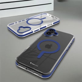 Vaku Luxos ® Apple iPhone 16 Plus Vortex Magpro Gel Cushion Slim Fit Shockproof Certified Mag-Safe Crystal Clear Camera Metal Ring Back Cover