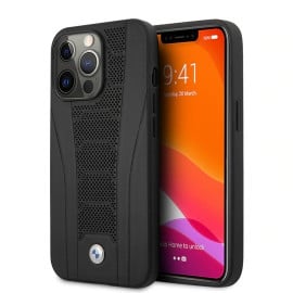 BMW ® For iPhone 13 Pro Real Leather Seat Pattern Tone to Tone Perforations Debossed Line Signature Collection hard Case