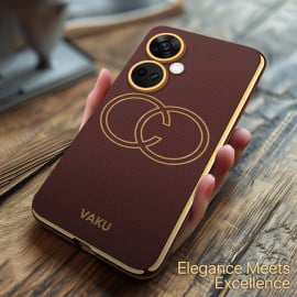 Vaku ® OnePlus Nord CE 3 5G Skylar Leather Pattern Gold Electroplated Soft TPU Back Cover