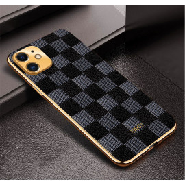 Vaku ® Apple iPhone 12 Cheron Leather Electroplated Soft TPU Back Cover