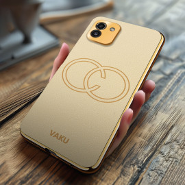 Vaku ® Samsung Galaxy A03 Skylar Leather Pattern Gold Electroplated Soft TPU Back Cover