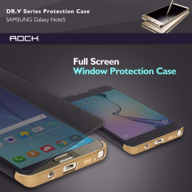 Rock ® Samsung Galaxy Note 5 DR.Vaku Invisible SmartView Translucent Touch Case Flip Cover