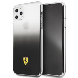 Ferrari ® Apple iPhone 11 Pro Transparent Black  Gradient Ferrari Logo Back cover