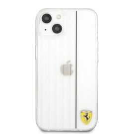 Ferrari ® On Track 3D Lines Contrasted Black Line PC/TPU Hard Case for Apple iPhone 13 (6.1") - Transparent