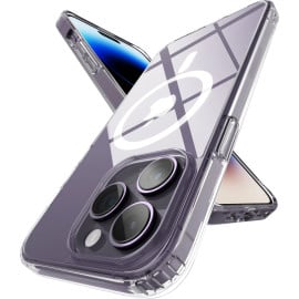Vaku Luxos ® Apple iPhone 14 / 14 Plus / 14 Pro / 14 Pro Max Glassy Magsafe Series Clear TPU Shockproof Certified Mag-Safe Protective Cover [ Only Back Cover ]