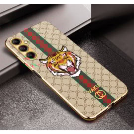 Vaku ® Samsung Galaxy A14 5G Lynx Leather Stitched Gold Electroplated Soft TPU Back Cover Case