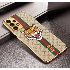 Vaku ® Samsung Galaxy A33 5G Lynx Line Leather Stitched Gold Electroplated Soft TPU Back Cover Case