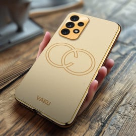 Vaku ® Samsung Galaxy A33 5G Skylar Leather Pattern Gold Electroplated Soft TPU Back Cover