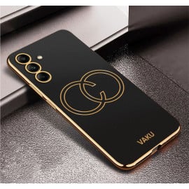 Vaku ® Samsung Galaxy A15 5G Skylar Leather Pattern Gold Electroplated Soft TPU Back Cover